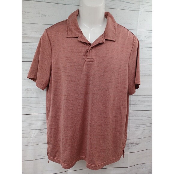 32 DEGREES COOL Mens Short Sleeve Polo Golf Shirt Button Front Coral Sz L - Picture 1 of 9